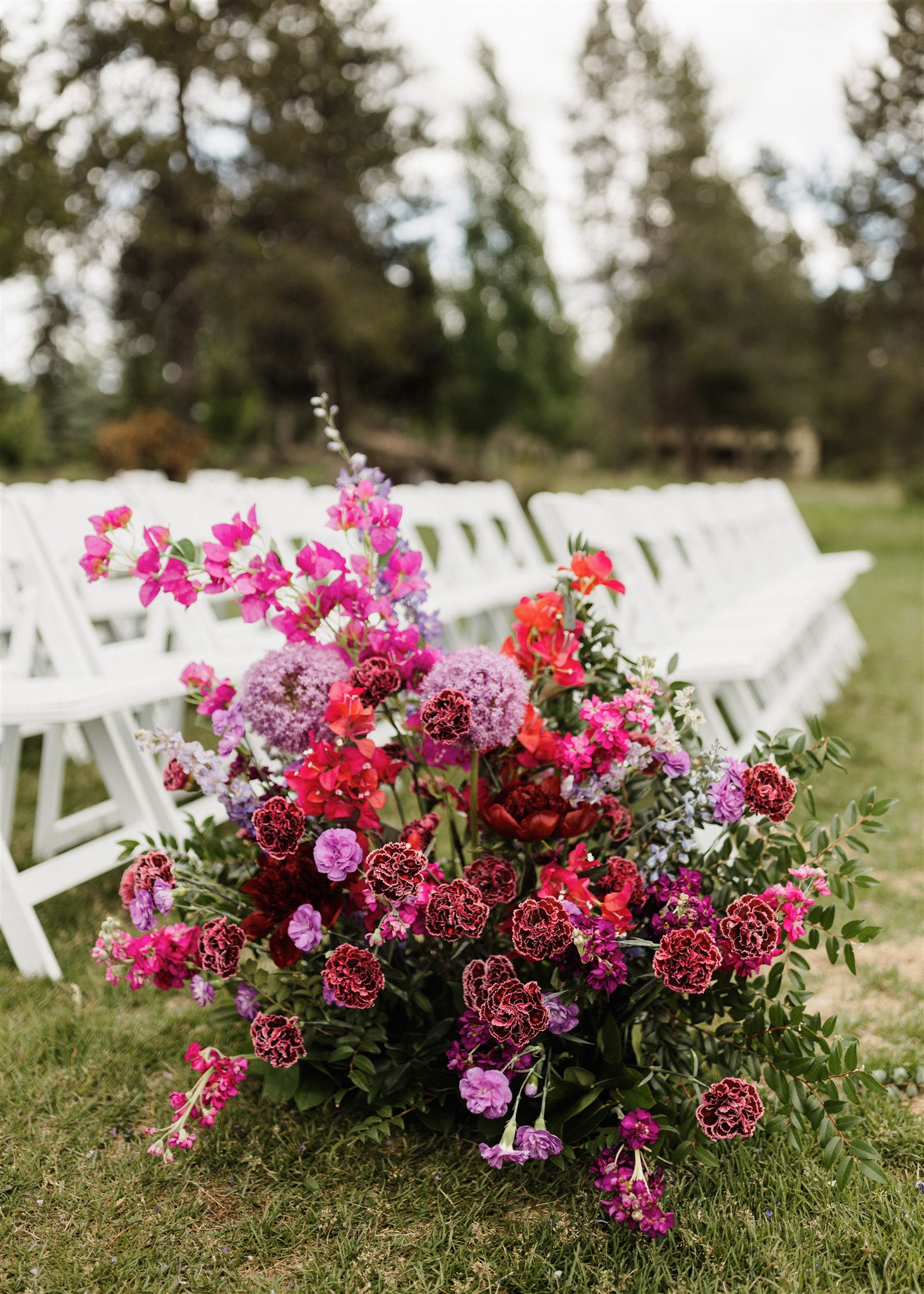 Aisle flowers repurposed from Sunriver wedding ceremony
