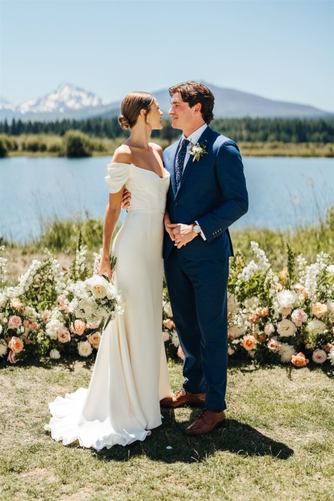 Wedding ceremony at Black Butte Ranch in Sisters
